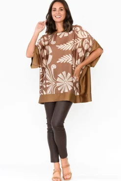 Sleeved Tops<Italian Closet Terni Taupe Floral Gloss Top