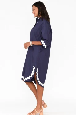 Cotton Dresses<Circ The Label Teton Navy Trim Cotton Shirt Dress