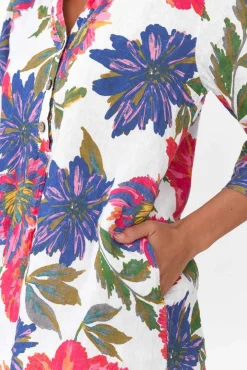 Linen Tops<Donna Donna Thora Red Blossom Linen Top