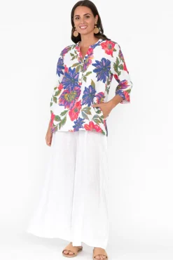 Linen Tops<Donna Donna Thora Red Blossom Linen Top