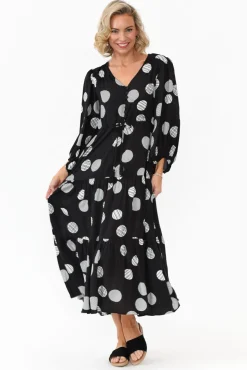 Midi Dresses<Willow Tree Tierney Black Spot Tassel Tie Dress