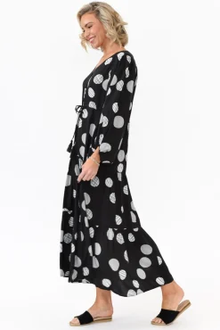 Midi Dresses<Willow Tree Tierney Black Spot Tassel Tie Dress