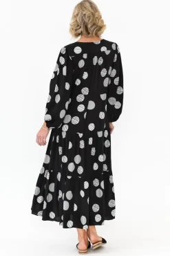 Midi Dresses<Willow Tree Tierney Black Spot Tassel Tie Dress