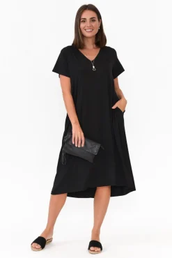 Bamboo Dresses<PQ Tiffany Black Bamboo Tee Dress