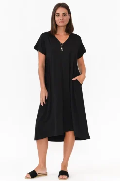 Bamboo Dresses<PQ Tiffany Black Bamboo Tee Dress