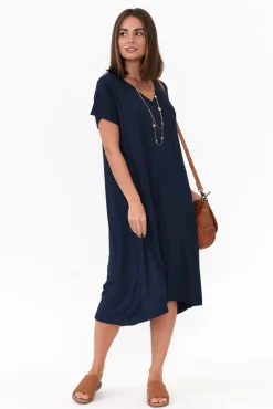 Bamboo Dresses<PQ Tiffany Navy Bamboo Tee Dress