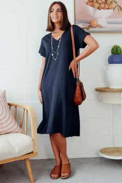 Bamboo Dresses<PQ Tiffany Navy Bamboo Tee Dress