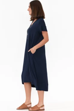 Bamboo Dresses<PQ Tiffany Navy Bamboo Tee Dress