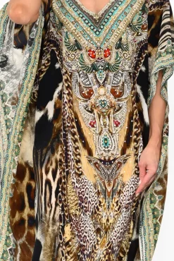 Maxi Dresses<Fashion Spectrum Tiger Brown Silk Maxi Kaftan