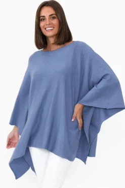 Ponchos<Willow Tree Timothy Blue Cotton Stretch Poncho