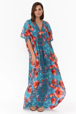 Cotton Dresses<Mozaic Tiwi Orange Poppies Cotton Kaftan