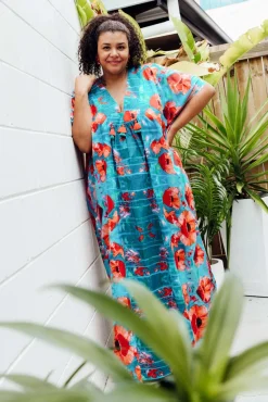 Cotton Dresses<Mozaic Tiwi Orange Poppies Cotton Kaftan