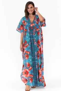 Cotton Dresses<Mozaic Tiwi Orange Poppies Cotton Kaftan