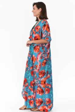 Cotton Dresses<Mozaic Tiwi Orange Poppies Cotton Kaftan