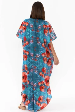 Cotton Dresses<Mozaic Tiwi Orange Poppies Cotton Kaftan