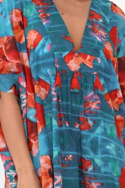 Cotton Dresses<Mozaic Tiwi Orange Poppies Cotton Kaftan