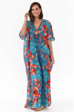 Cotton Dresses<Mozaic Tiwi Orange Poppies Cotton Kaftan