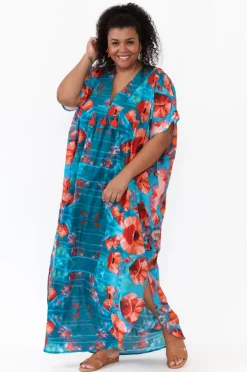 Cotton Dresses<Mozaic Tiwi Orange Poppies Cotton Kaftan