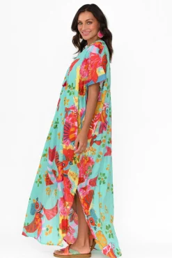 Cotton Dresses<Mozaic Tiwi Teal Sea Cotton Kaftan