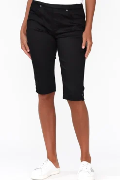 Shorts<Cafe Latte Tora Black Stretch Shorts