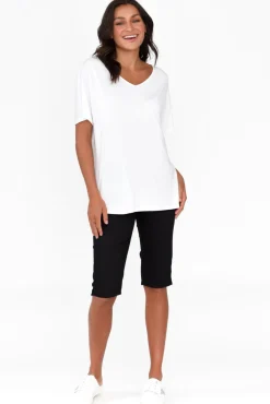 Shorts<Cafe Latte Tora Black Stretch Shorts