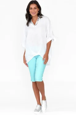 Shorts<Cafe Latte Tora Blue Stretch Shorts