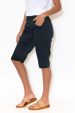 Shorts<Cafe Latte Tora Navy Stretch Shorts