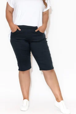 Shorts<Cafe Latte Tora Navy Stretch Shorts