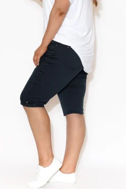 Shorts<Cafe Latte Tora Navy Stretch Shorts