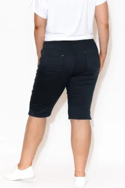 Shorts<Cafe Latte Tora Navy Stretch Shorts