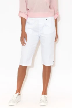 Shorts<Cafe Latte Tora White Stretch Shorts