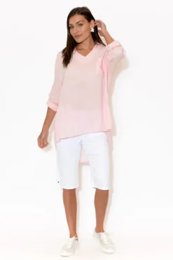 Shorts<Cafe Latte Tora White Stretch Shorts