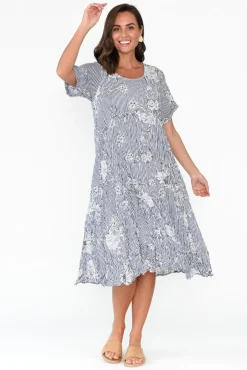 Cotton Dresses<Willow Tree Torin Navy Floral Midi Dress