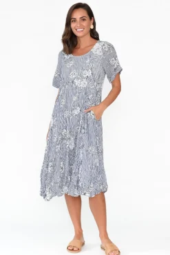 Cotton Dresses<Willow Tree Torin Navy Floral Midi Dress
