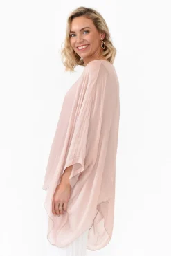 Sleeved Tops<La Strada Trevino Blush Silk Overlay Top