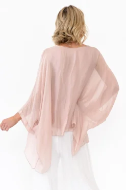 Sleeved Tops<La Strada Trevino Blush Silk Overlay Top