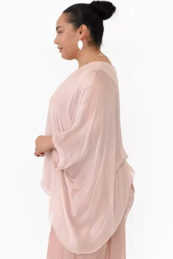 Sleeved Tops<La Strada Trevino Blush Silk Overlay Top