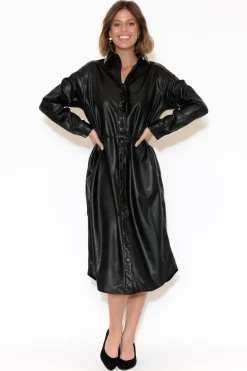 Jackets<Brave u0026 True Trinity Black Faux Leather Dress