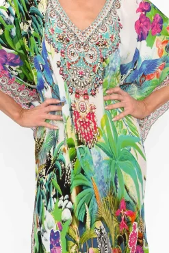 Maxi Dresses<Fashion Spectrum Tropical Resort Silk Maxi Kaftan