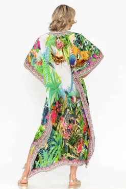 Maxi Dresses<Fashion Spectrum Tropical Resort Silk Maxi Kaftan