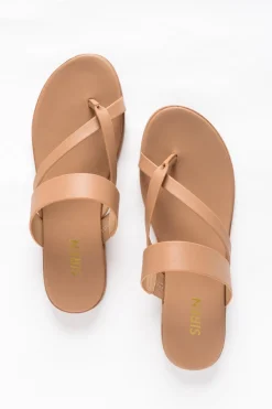 Slides<Siren Tuesday Nude Leather Strappy Slide