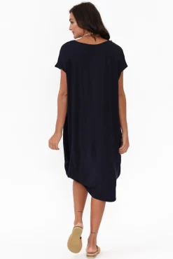 Above Knee Dresses<Tani Tulip Navy Micro Modal Drape Dress