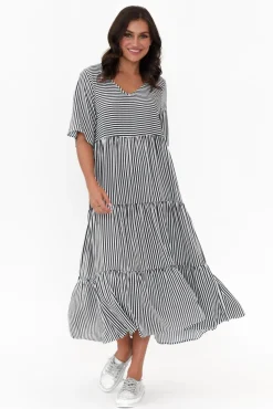 Maxi Dresses<Slate the Label Tully Navy Stripe Maxi Dress