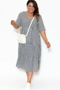 Maxi Dresses<Slate the Label Tully Navy Stripe Maxi Dress
