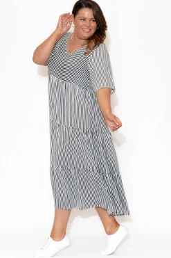 Maxi Dresses<Slate the Label Tully Navy Stripe Maxi Dress