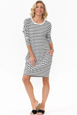 Bamboo Dresses<Lou Lou Turner Grey Stripe Bamboo Dress
