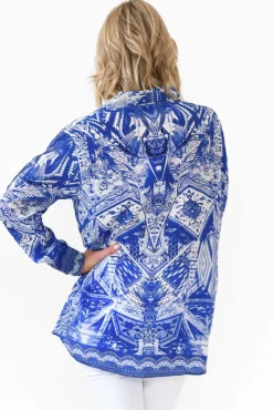 Shirts<Fashion Spectrum Tuscany Blue Silk Collared Shirt