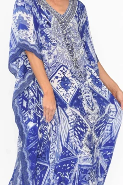 Maxi Dresses<Fashion Spectrum Tuscany Blue Silk Maxi Kaftan