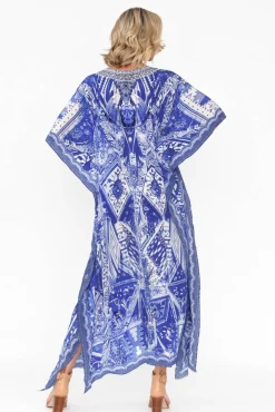 Maxi Dresses<Fashion Spectrum Tuscany Blue Silk Maxi Kaftan