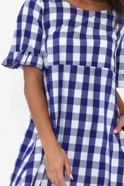 Cotton Dresses<Worthier Val Blue Gingham Cotton Dress